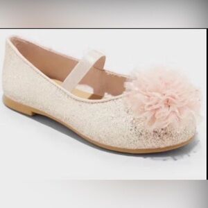 Cat & Jack Girl’s Toddler Rue Ballet Flat Sparkly Pink Dress Shoes Size 5